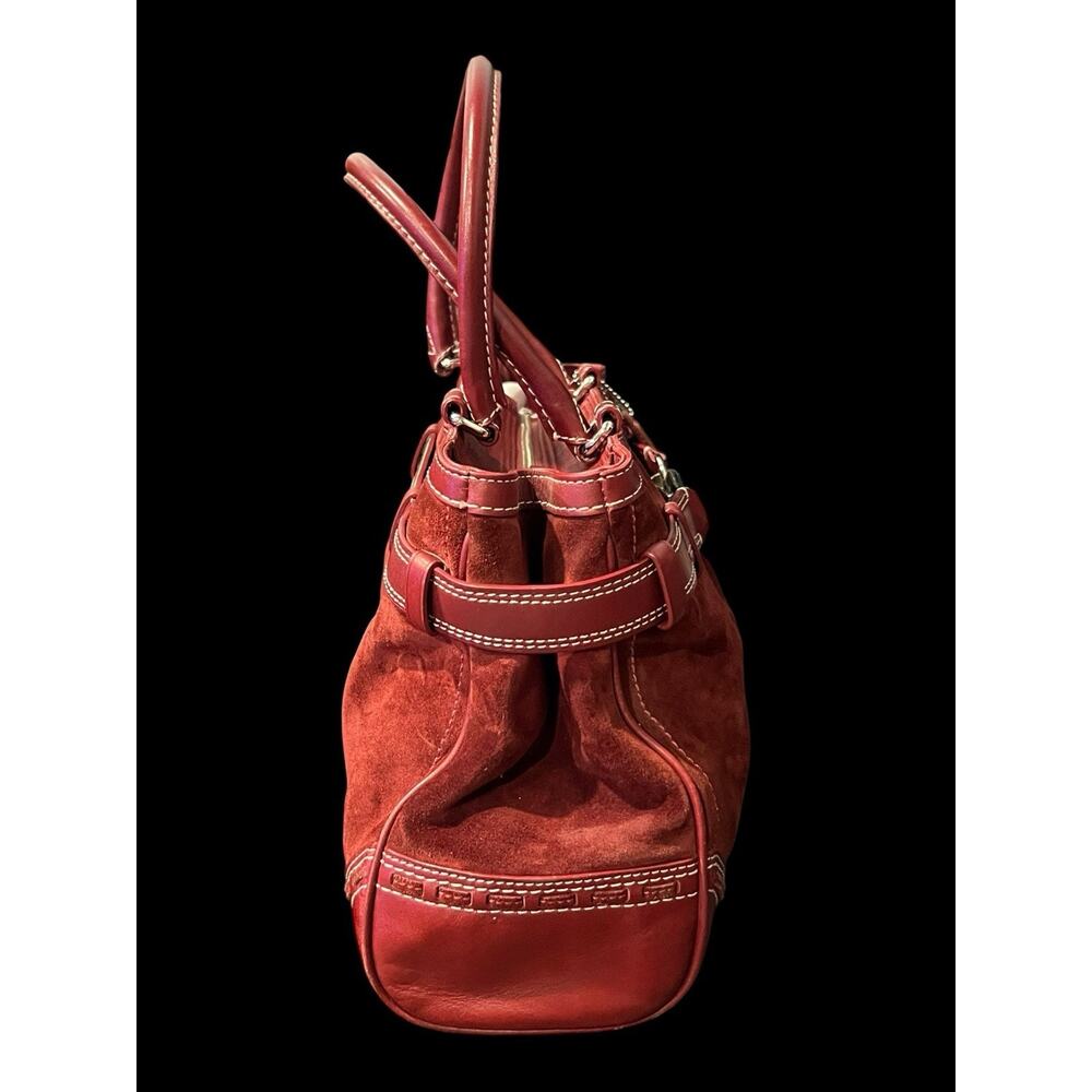 vintage Coach Hamptons fine suede and leather Bag Bordeaux Red - Picture 4 of 10